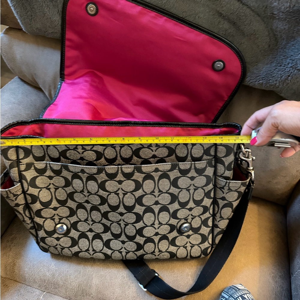 Coach Signature Jacquard Crossbody Bag in Charcoal and Black, diaper bag - Picture 5 of 13